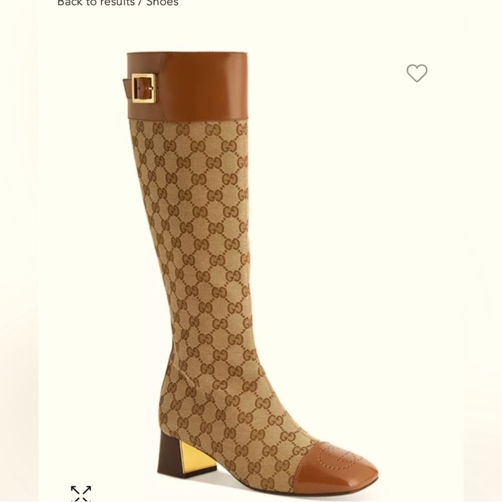 Gucci Tan and Brown Patterned Heeled Boots - Picture 6 of 8